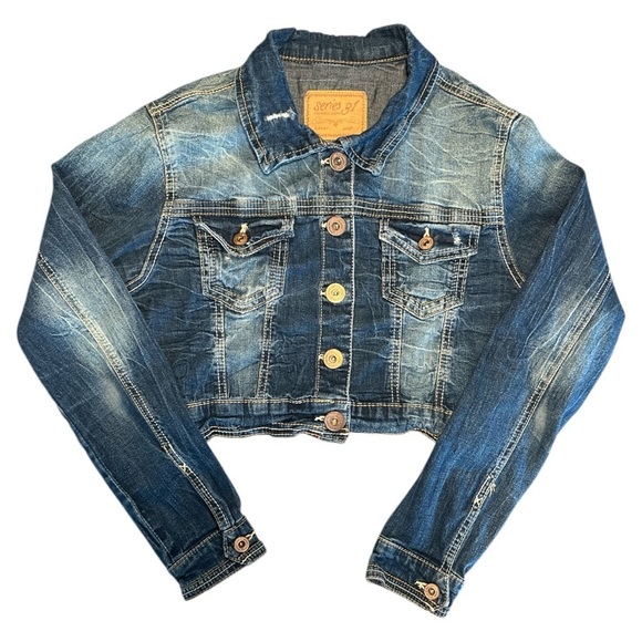 Amethyst Jeans Jackets & Blazers - Jean Jacket Amethyst Jeans Series 31 Cropped Denim Distressed Size Juniors L